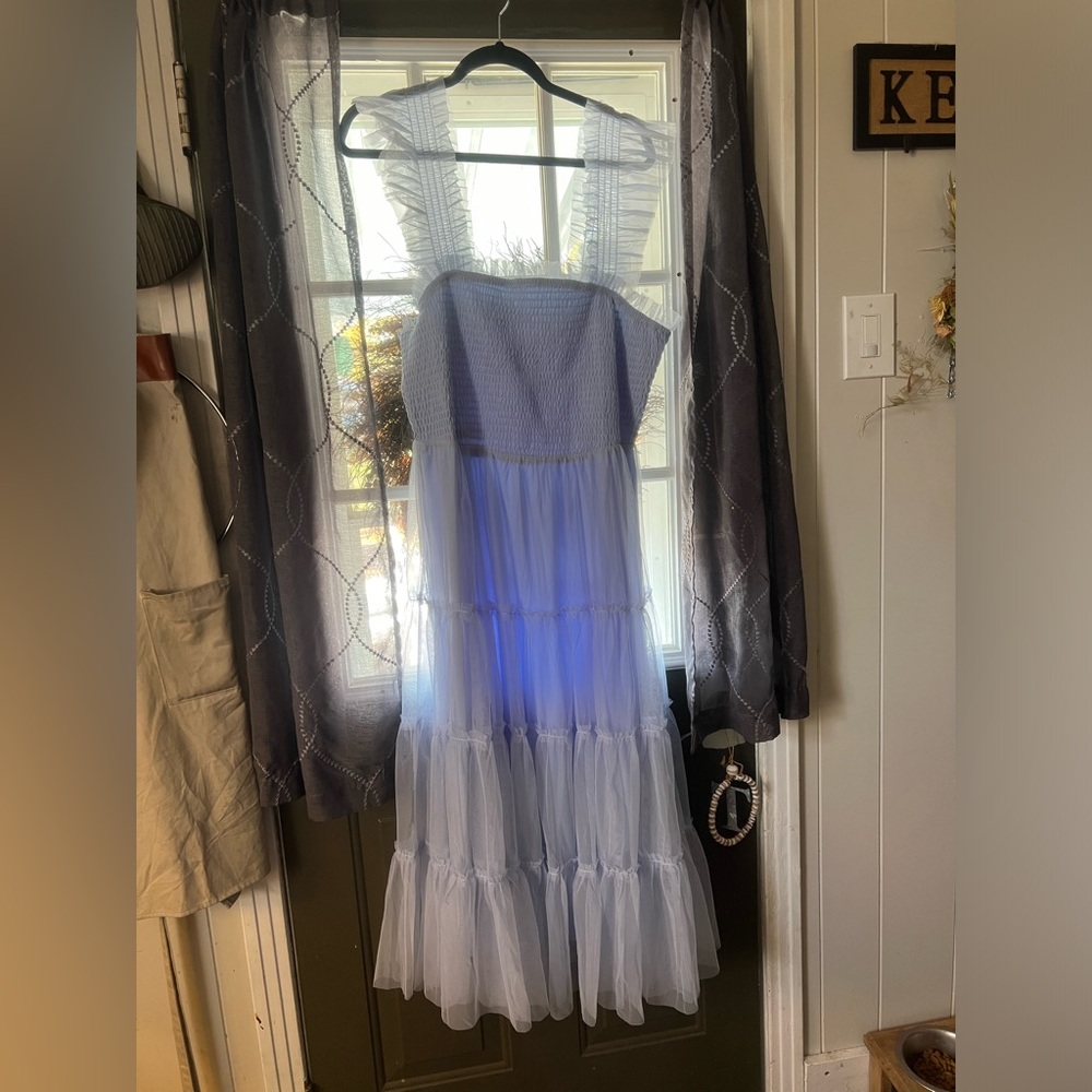 Baltic Born- Emma Smocked Light Blue Midi dress